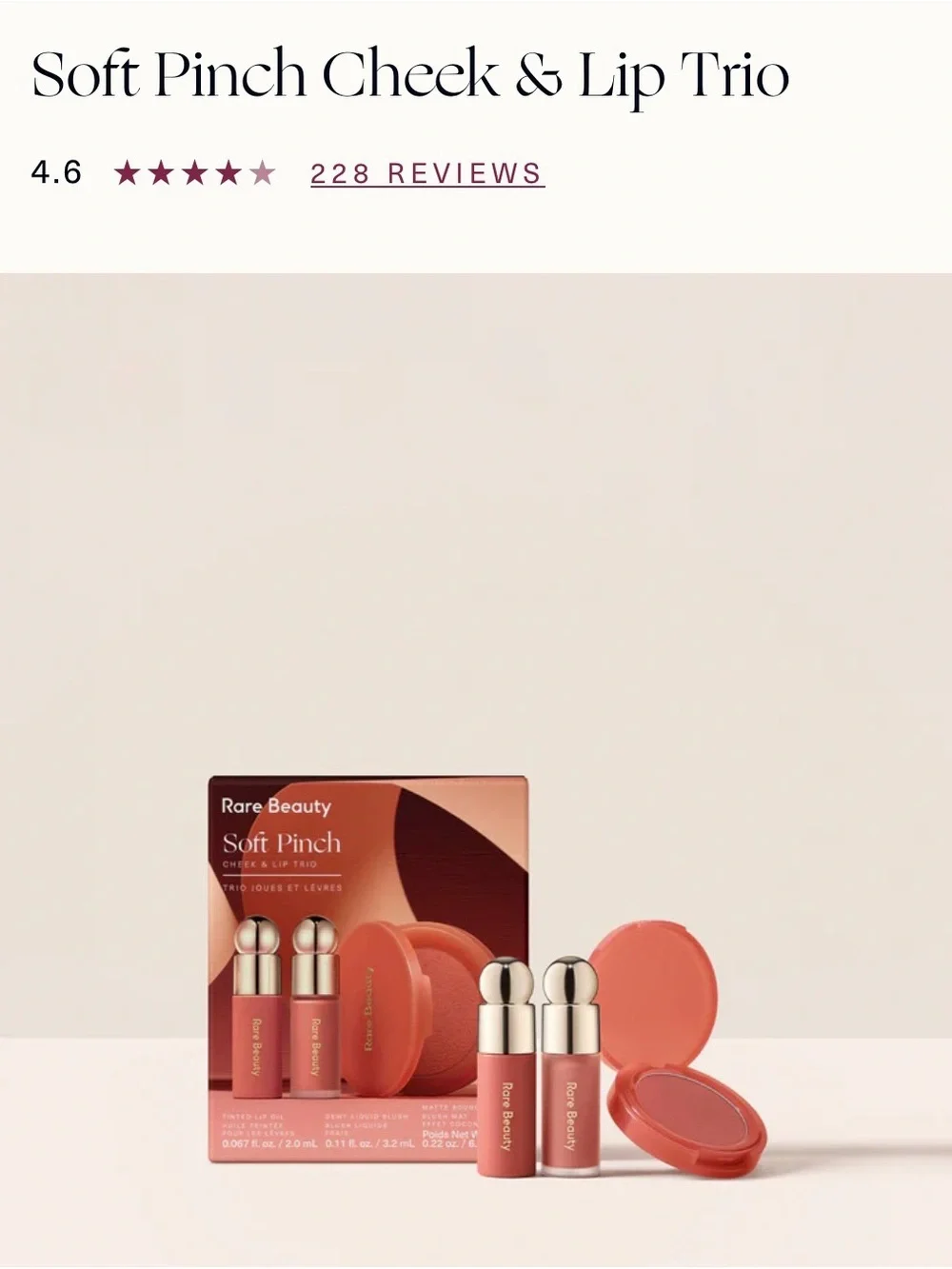 Rare Beauty Soft Pinch Cheek & Lip Trio - Coral Orange